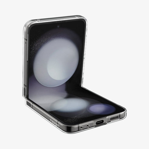ACS06971 - Galaxy Z Flip 5 Case AirSkin Zero One showing the back with phone fully open